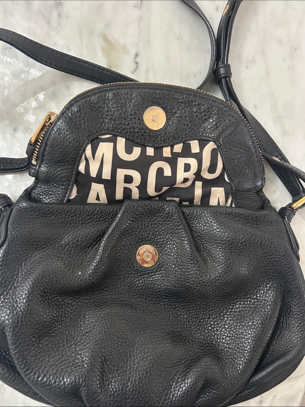 Marc By Marc Jacobs MINI Black Pebbled Leather Crossbody with Gold Hardware - Picture 4 of 12